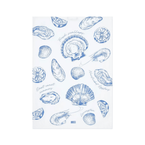 Lexington Kökshandduk Ekologisk Bomull Snäckmönster Vit/Blå