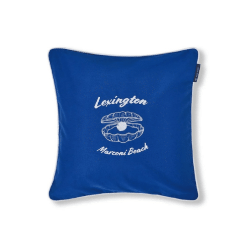 Lexington Kuddfodral Blå Logga 50x50 cm Ekologisk Bomullstwill Blå/Vit