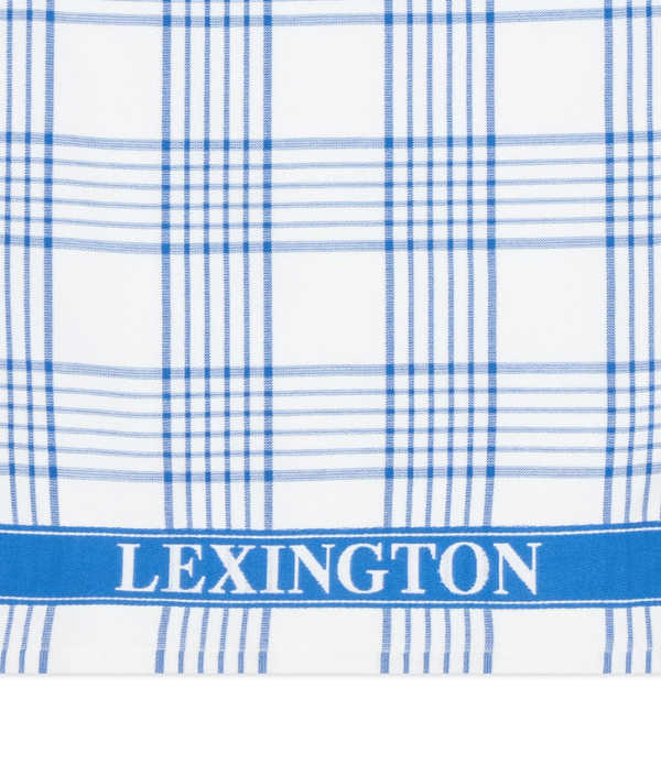 Lexington Rutig Kökshandduk Ekologisk Bomullsfrotté 50x70 cm Vit/Blå - Bild 2