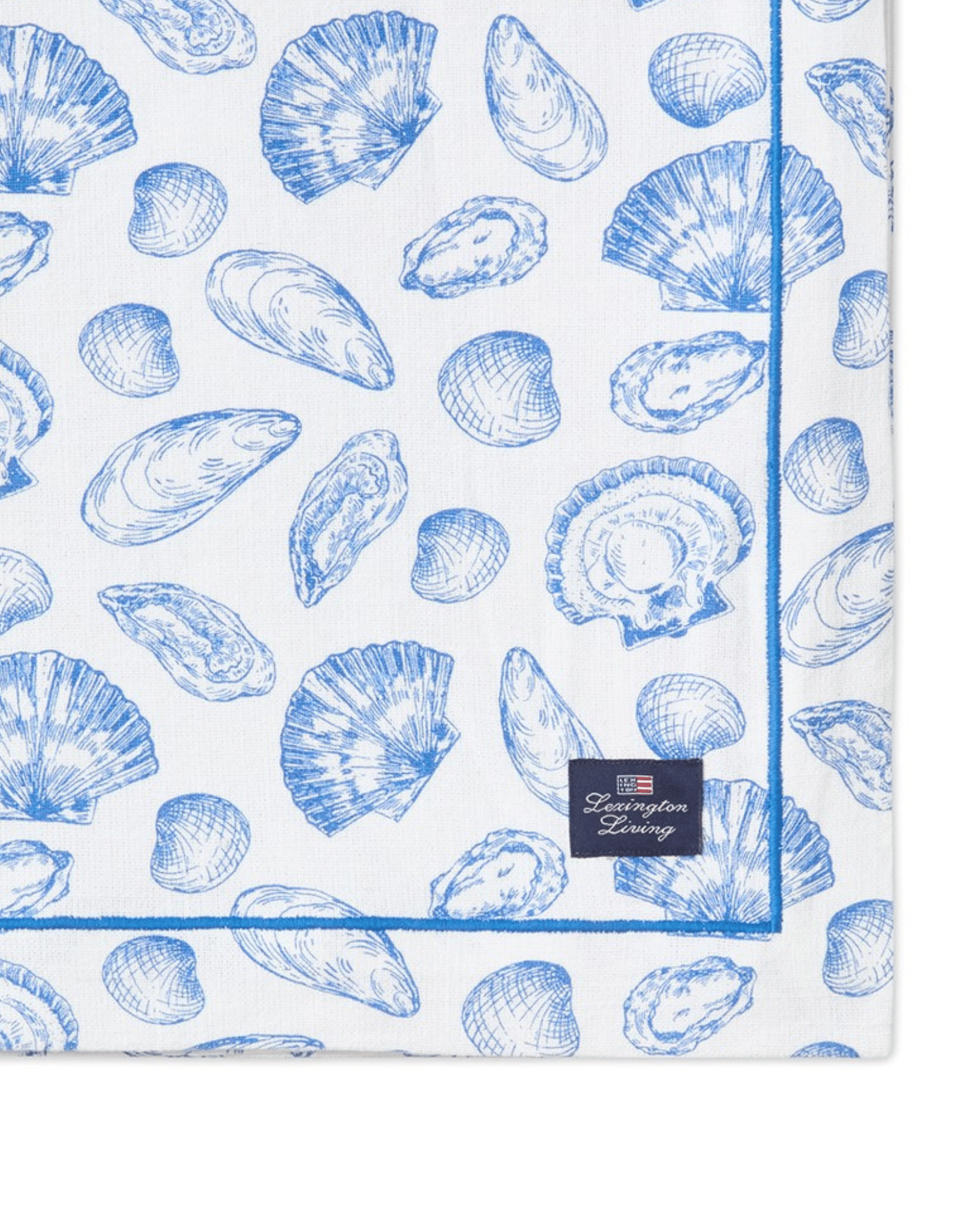 Lexington snäckmönstrad bordsduk i ekologisk bomull vit/blå - Bild 4