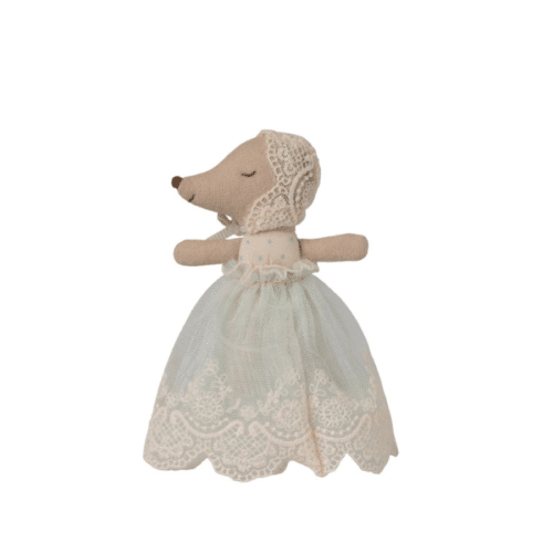 Maileg Baby mus i klänning Mint