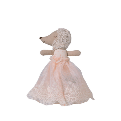 Maileg Baby mus i klänning Powder