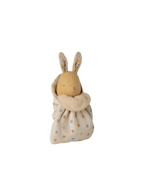 Maileg Lullaby friends kanin mini – Cream Yellow | Mjuk kanin med snuttefilt