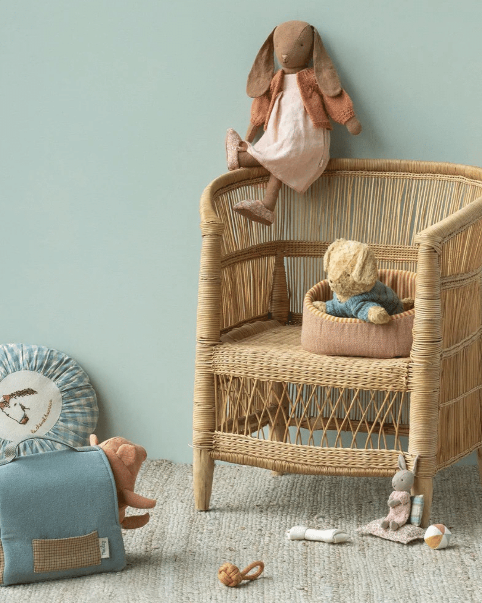 Maileg stickad tröja till valp – Dusty Blue | Puppy supply Small - Bild 2