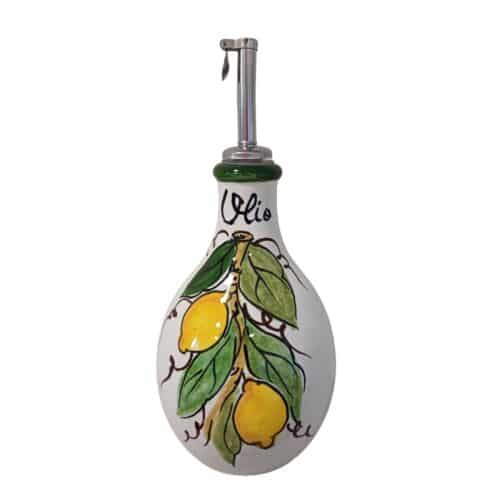 Olivoljeflaska keramik Limone rund