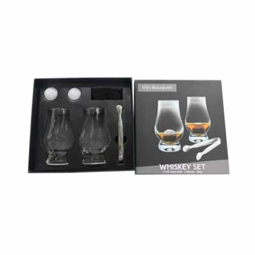 Whisky Set 2 glas, isbollar & tång