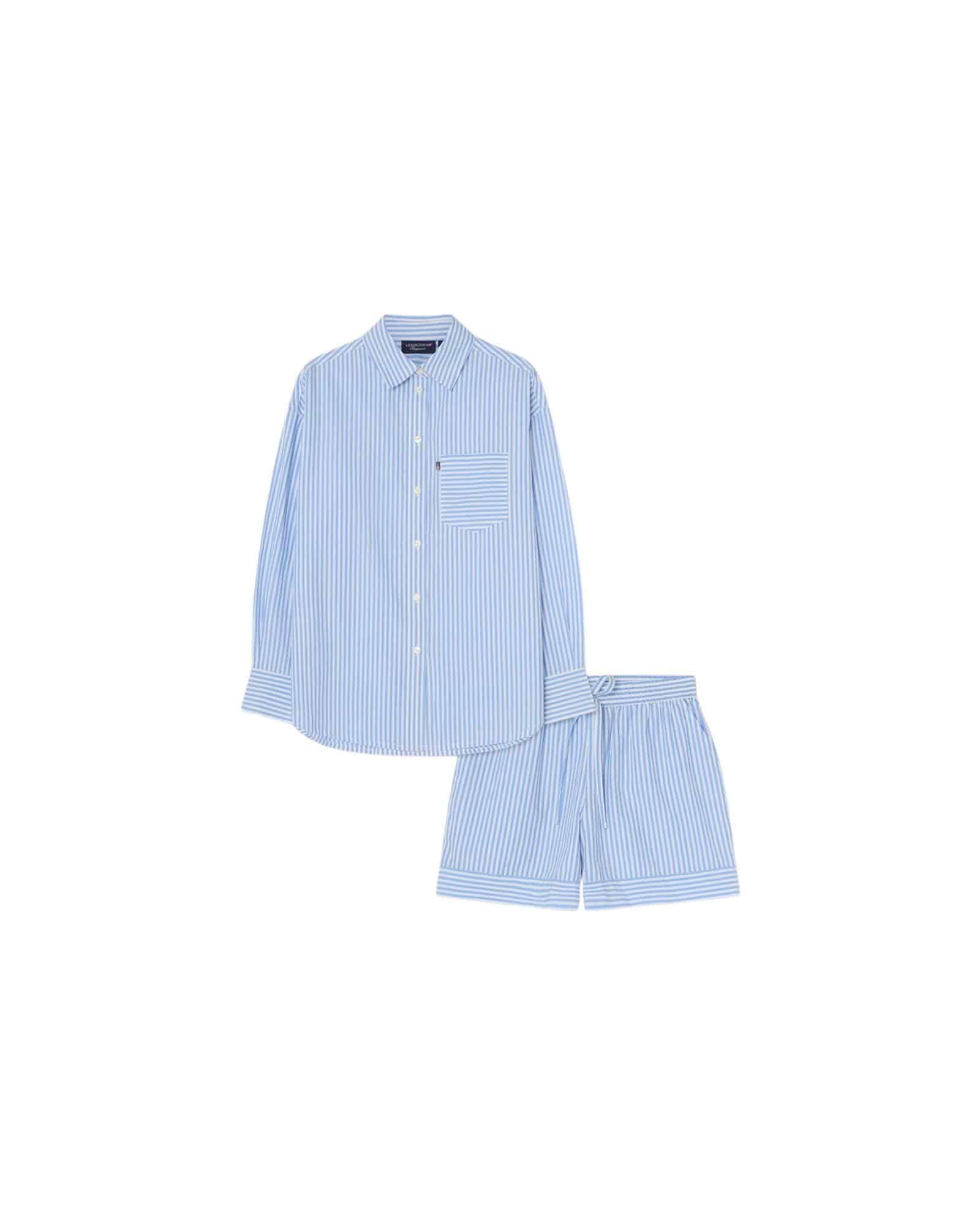 Lexington Randigt pyjamasset blå/vit
