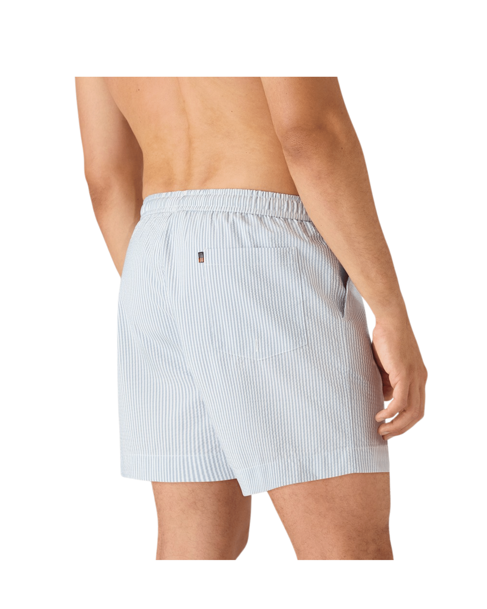 Seersucker badshorts blå/vit randig - Bild 2