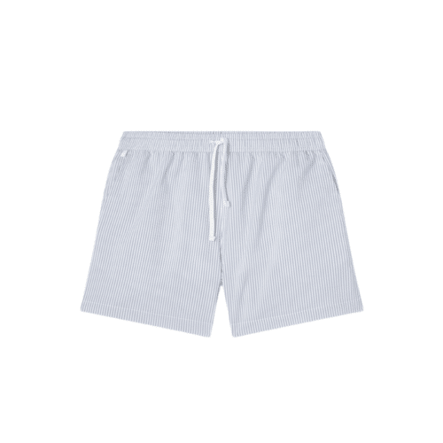 Seersucker badshorts blå/vit randig