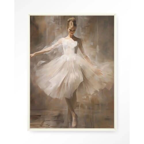Tavla Dancing Ballerina vit ram 80x110
