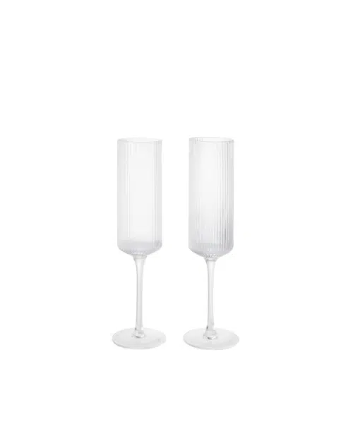 Ferm Living Ripple Champagneglas Set om 2 Klar