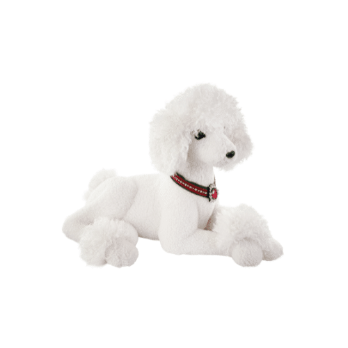 Liggande Pudel med Diamanthalsband Vit – 54 cm