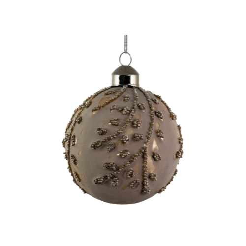 SHISHI Glaskula Beige Patina med Pärldekoration 8 cm