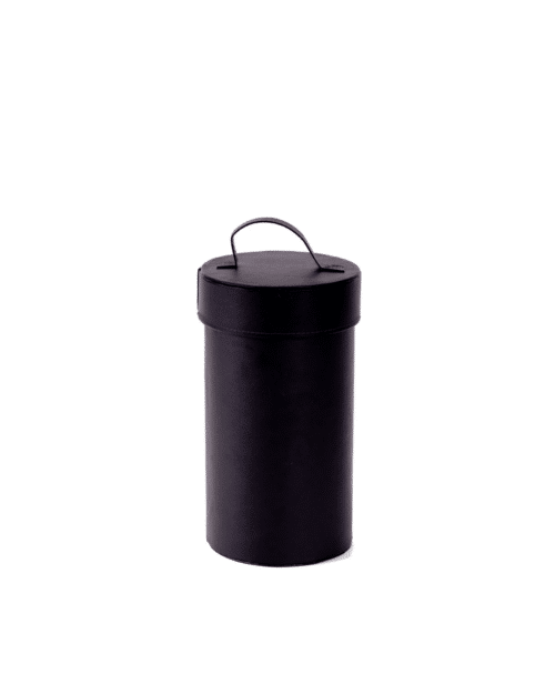 Cylinder för tändkuddar Svart Imitaionsläder H:30 x Ø14cm