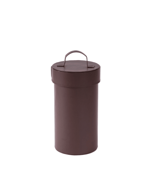 Cylinder för tändkuddar Brun Imitaionsläder H:30 x Ø14cm