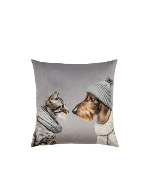 Cat & Dog 2 Grey Kuddfodral Sammet 45x45 cm