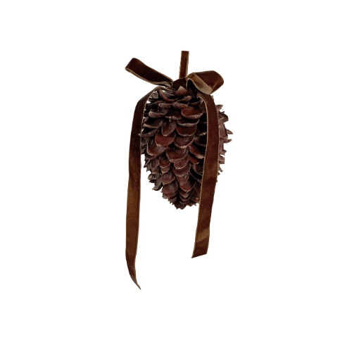 Rund Kotte med Sammetsrosett Brun 19 cm