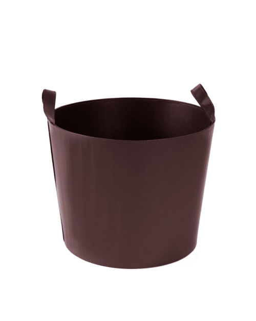 Vedkorg Brun imitationsläder med handtag H:310 Ø390cm
