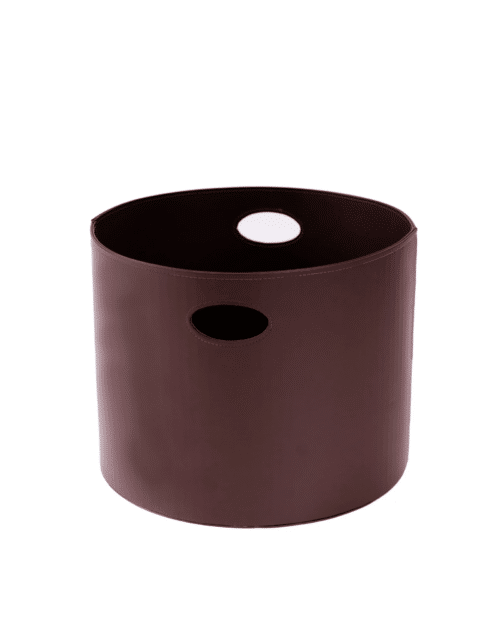 Vedkorg Brun imitationsläder H:31 x Ø40cm